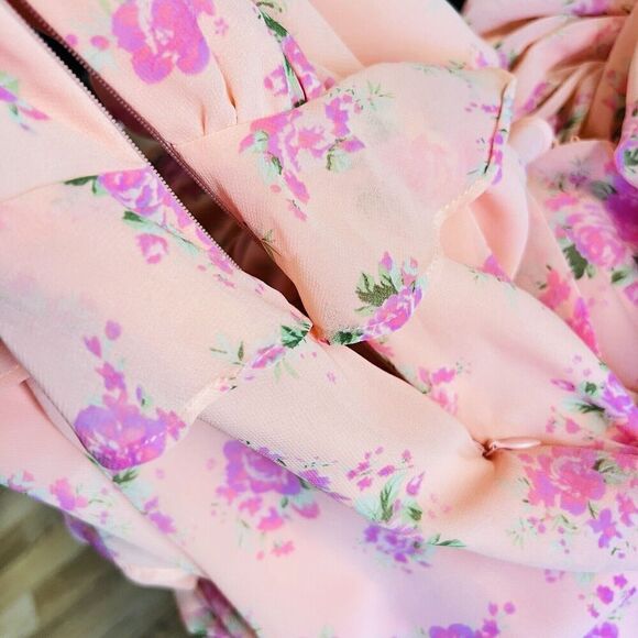 Love Shack Fancy Sz 10 Target Fleur Pink Floral Ruffled Midi Dress Boho 0834 - Picture 8 of 14